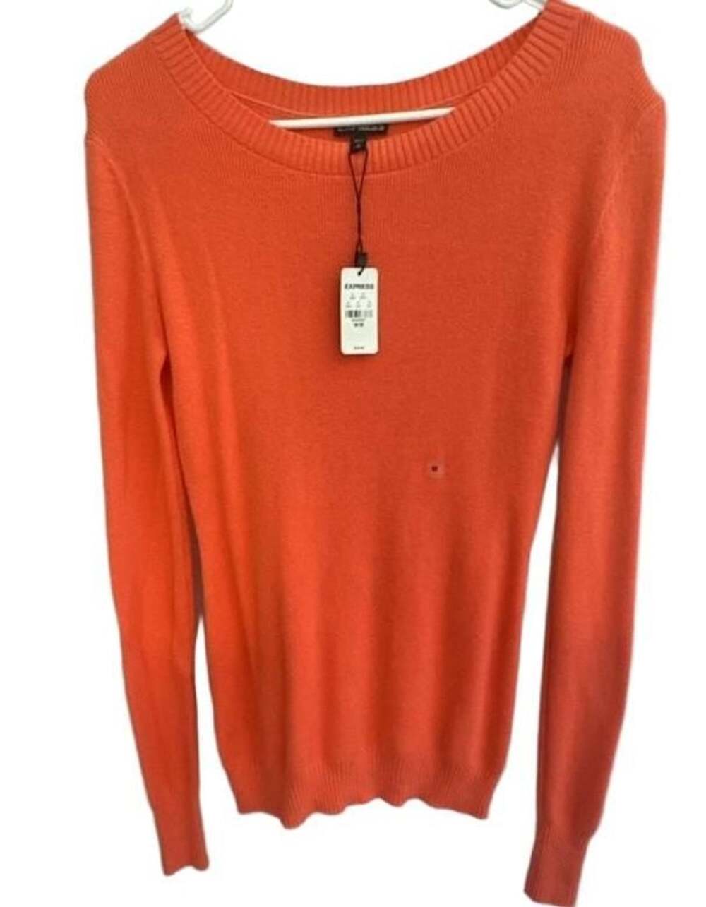Express Long Sleeve Sweater Size M Orange Crewneck Pullover Ribbed